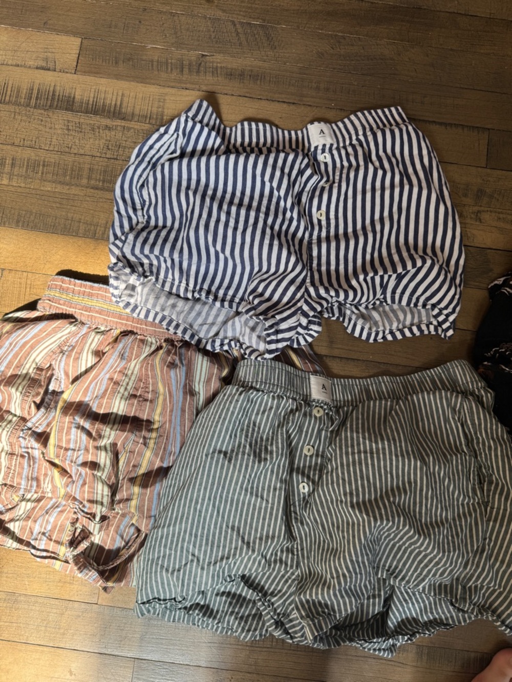 Striped Cotton Boxer Shorts Trio - Blue, Green, Brown
